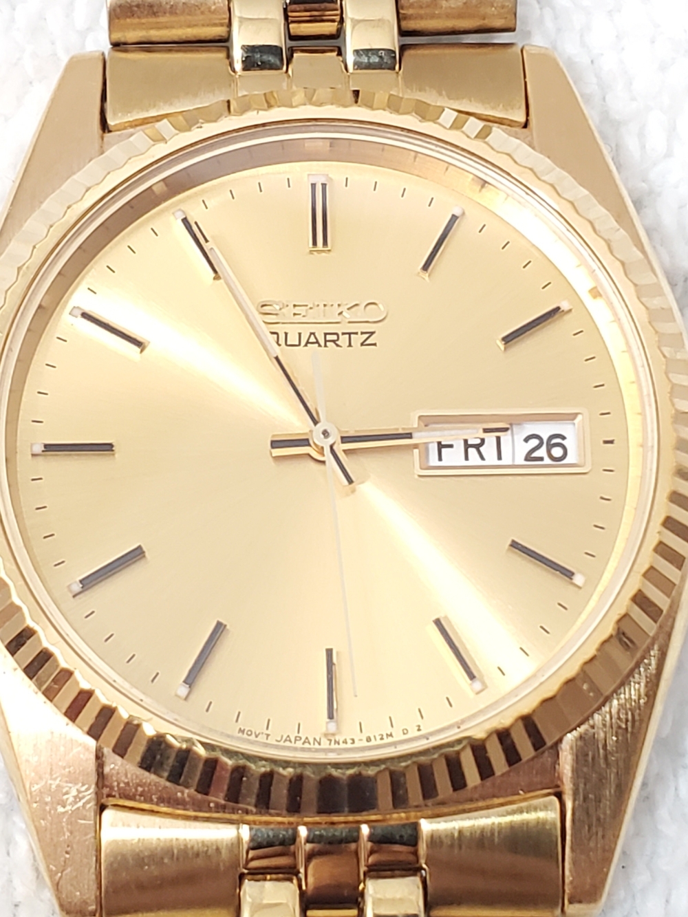 Vintage Seiko Men's Presidential Gold Tone Day Date Quartz Watch One Jewel
